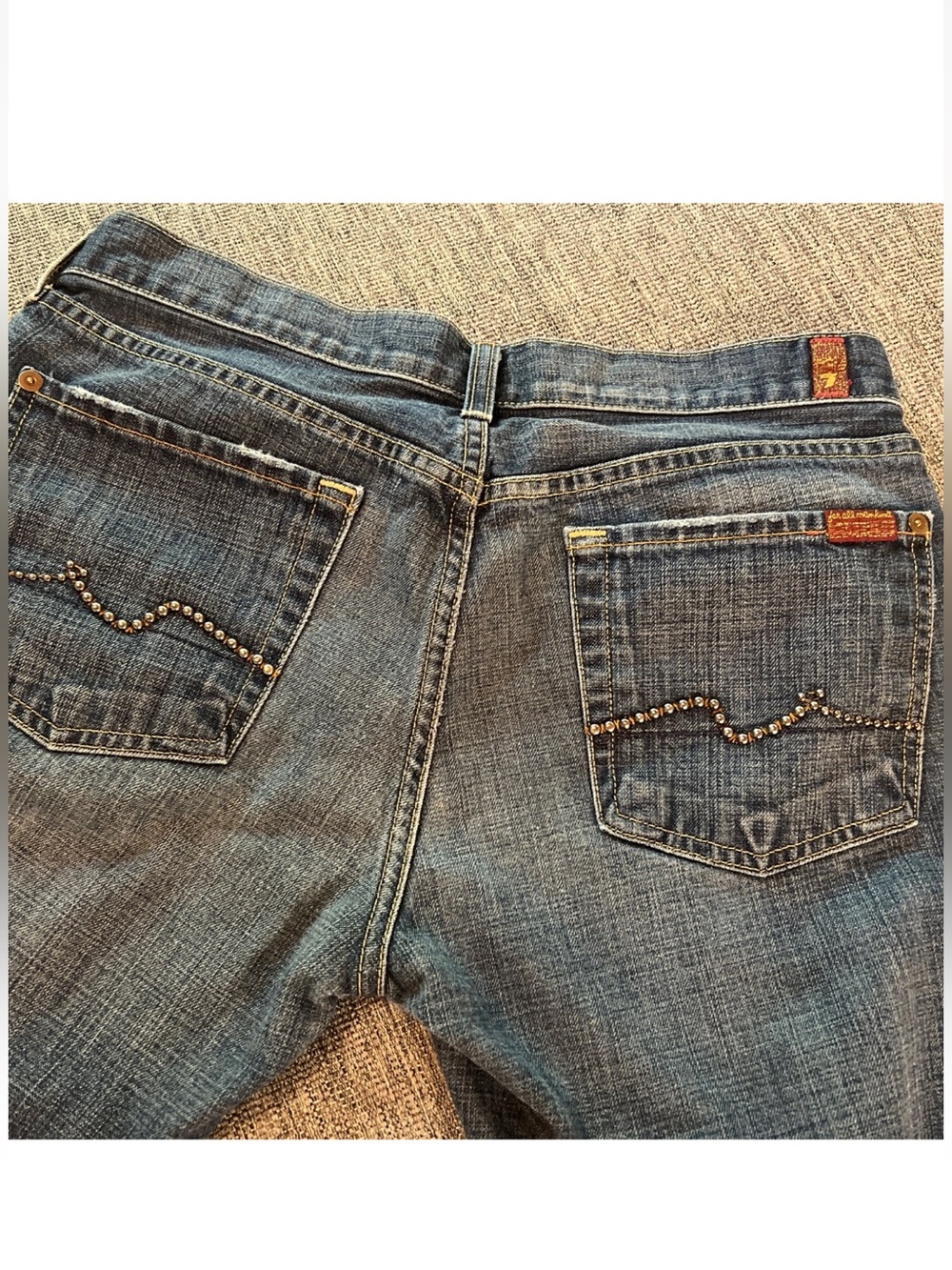 Y2K Women’s Seven 7 For All Man Kind Flare w/ Studded Pocket Detail 31” Waist
